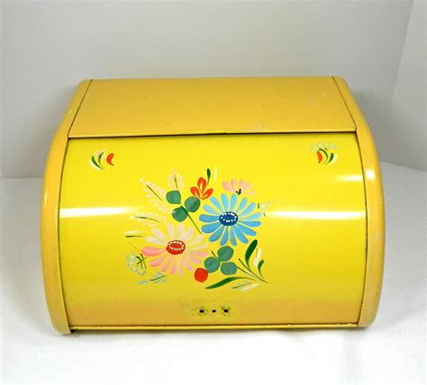 vintage yellow metal bread box|stainless steel bread box 1950.